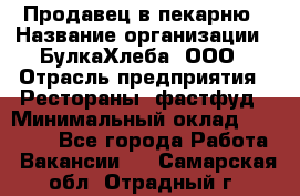 Продавец в пекарню › Название организации ­ БулкаХлеба, ООО › Отрасль предприятия ­ Рестораны, фастфуд › Минимальный оклад ­ 28 000 - Все города Работа » Вакансии   . Самарская обл.,Отрадный г.